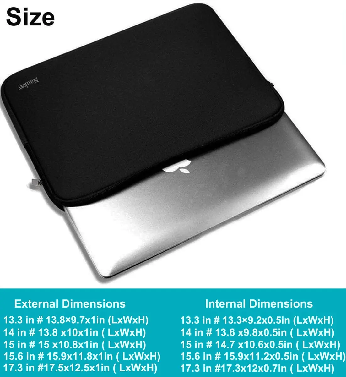 Naukay 14 Inch Laptop Sleeve Case 35.5 cm (14 Inch) | Water-Resistant Neoprene with Smooth Zipper - view 4
