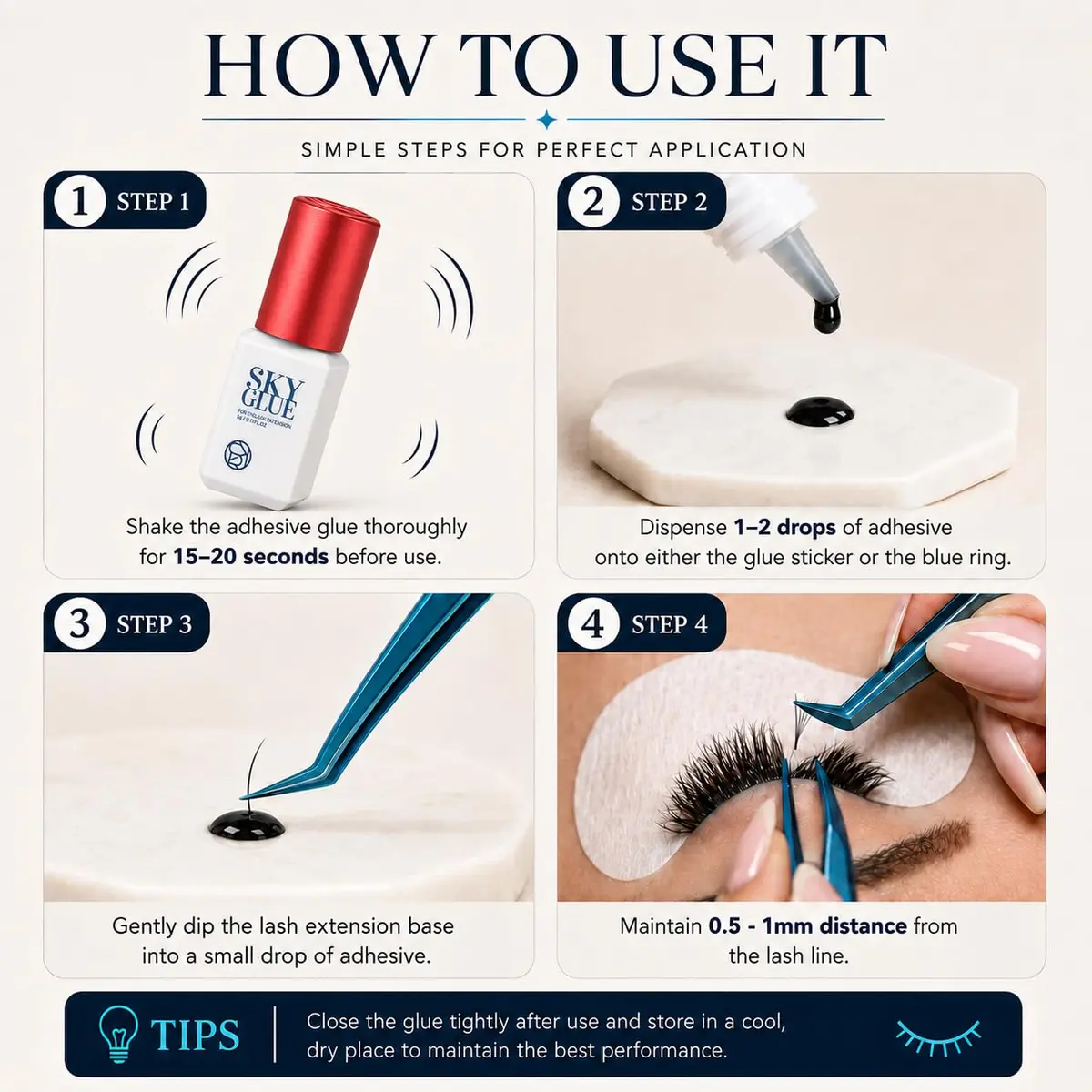 TUBeauty Sky Glue S+ Eyelash Extension Adhesive 5ml (0.17 Fl Oz) x 2 Bottles | Professional Black Bonding Glue for Individual Lashes, 1-2s Fast Drying - view 5