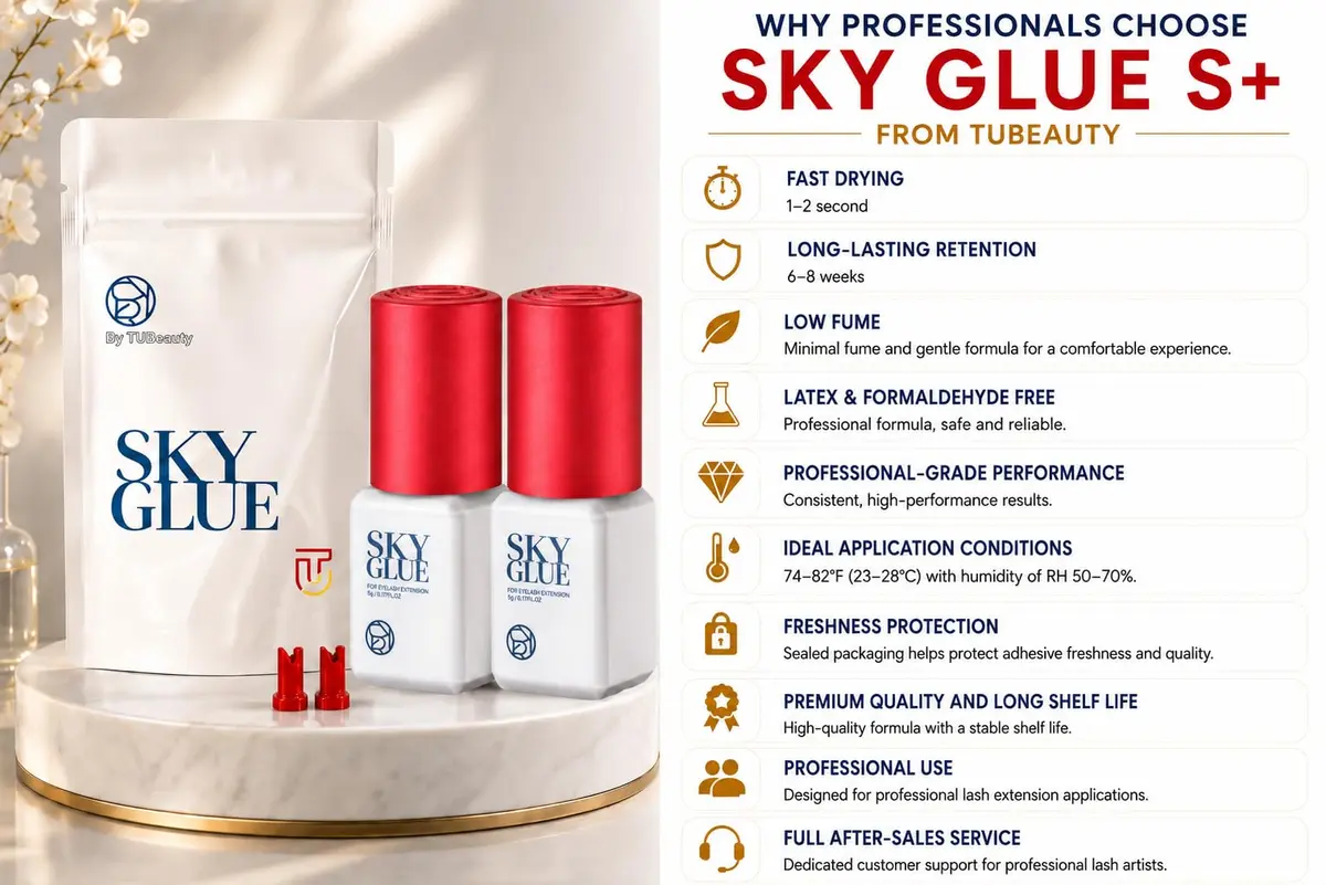 TUBeauty Sky Glue S+ Eyelash Extension Adhesive 5ml (0.17 Fl Oz) x 2 Bottles | Professional Black Bonding Glue for Individual Lashes, 1-2s Fast Drying - view 3
