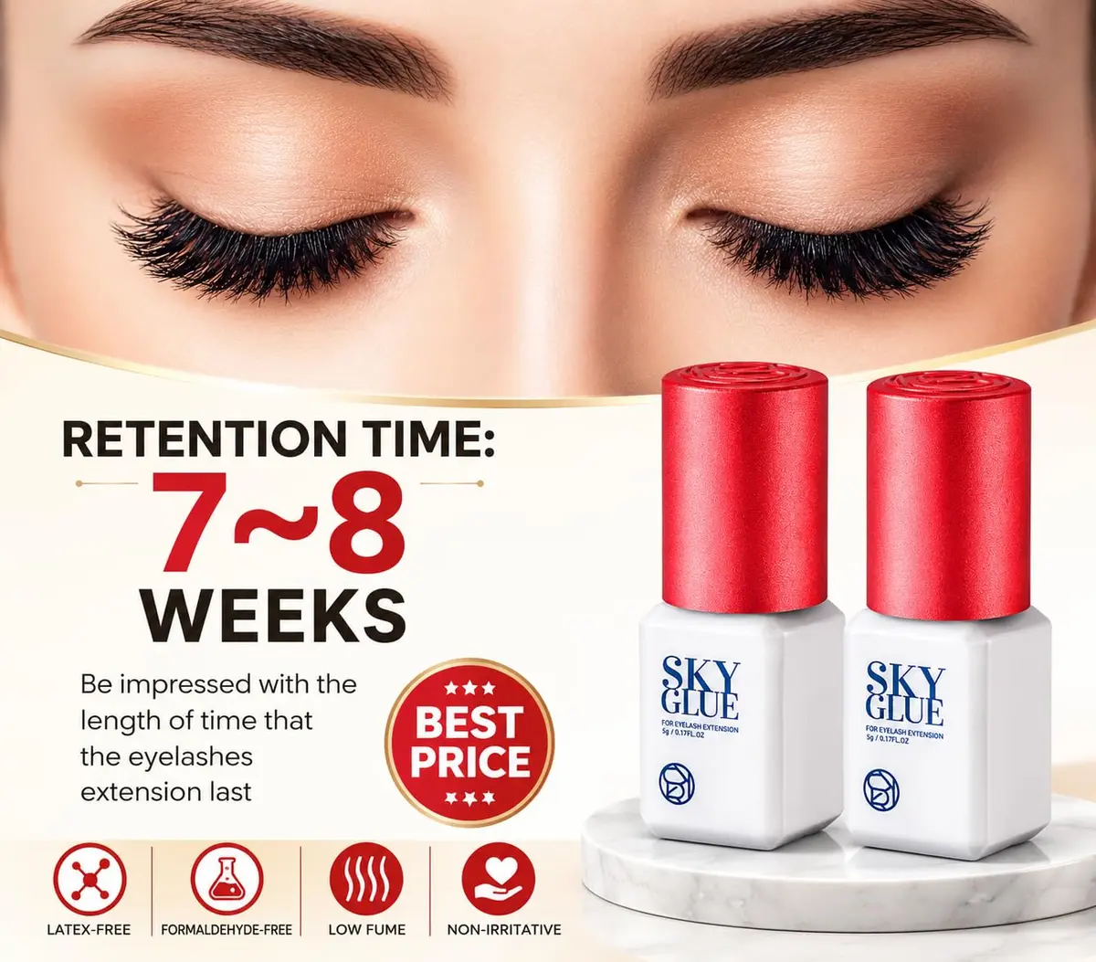 TUBeauty Sky Glue S+ Eyelash Extension Adhesive 5ml (0.17 Fl Oz) x 2 Bottles | Professional Black Bonding Glue for Individual Lashes, 1-2s Fast Drying - view 4