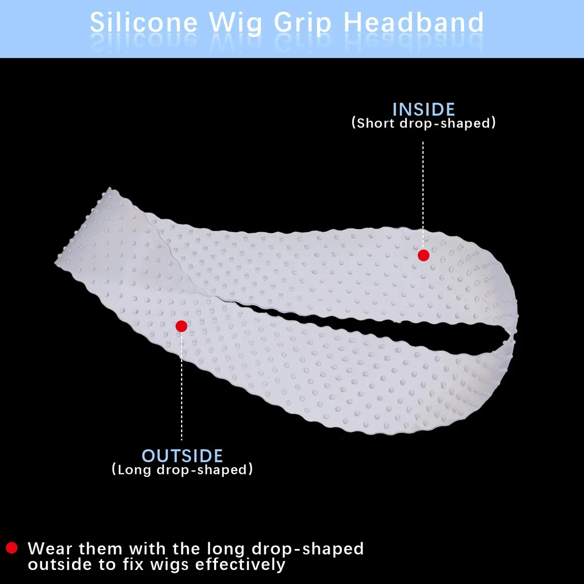 WILLBOND Silicone Wig Grip Headband & Nylon Wig Caps | Non Slip, Breathable, Reusable (6 pcs, Transparent, Dark Brown, Black) - view 2