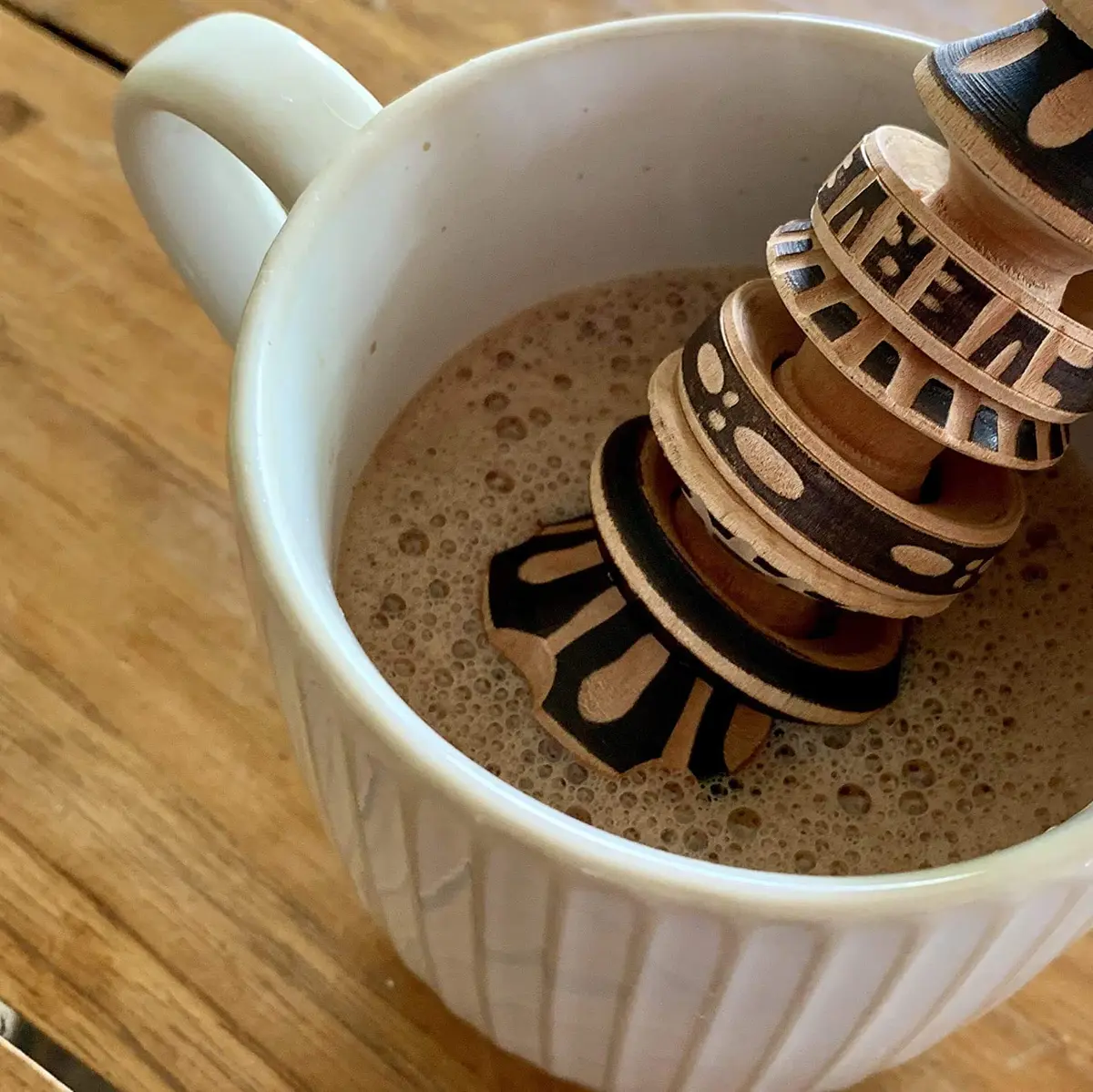 Verve CULTURE Mexican Molinillo Hot Chocolate Frother, 10" | Hand Carved Wooden Whisk for Foamy Drinks - view 4