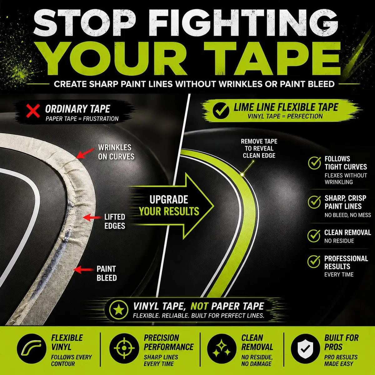 LiME LiNE 1/8" Fineline Automotive Pinstriping Masking Tape | Flawless Paint Edge, No Residue, Custom Designs (70-120 chars) - view 6
