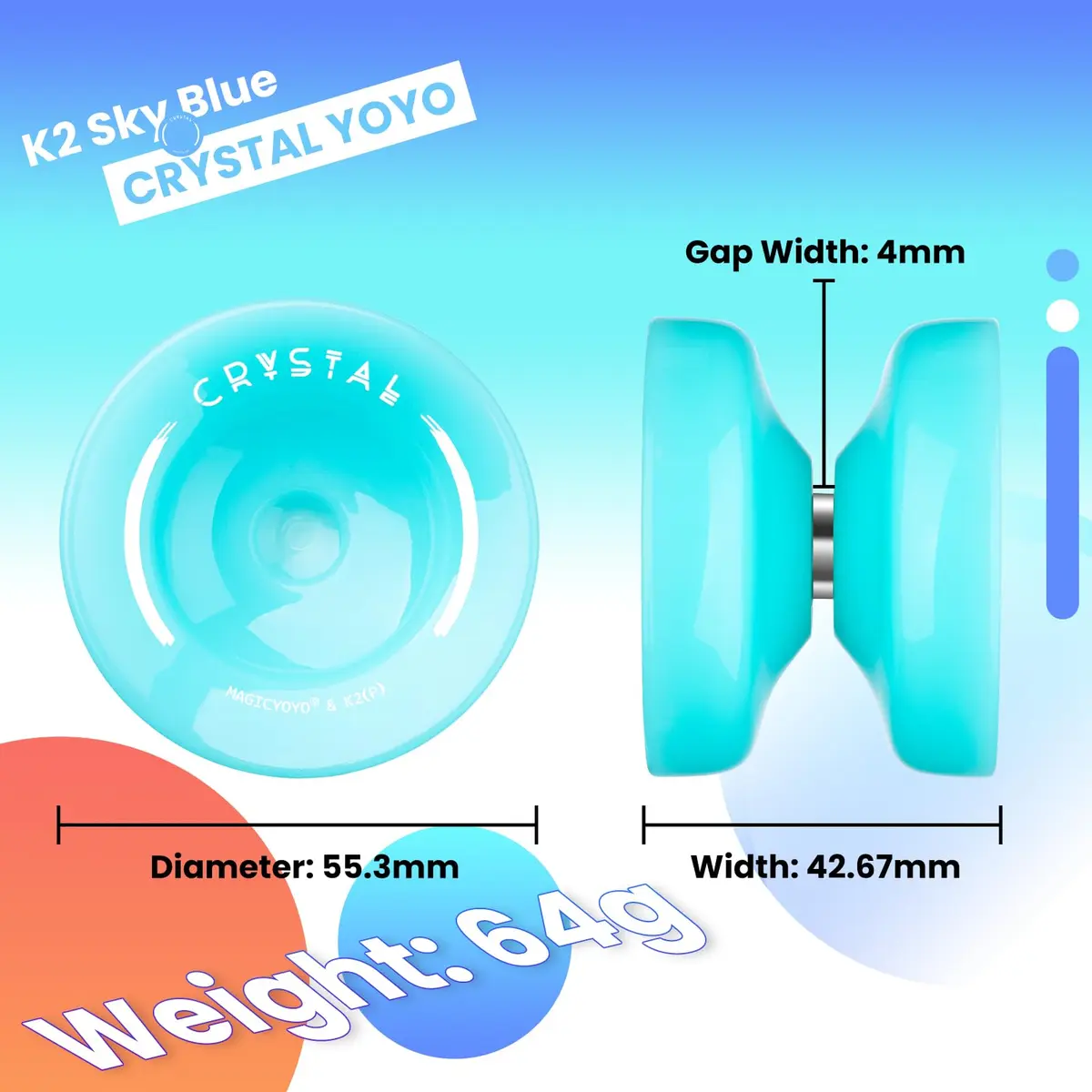 MAGICYOYO K2 Responsive Yoyo for Kids, Professional Yoyo for Beginner, Sky Blue (63.3g / 2.23 oz) - view 6