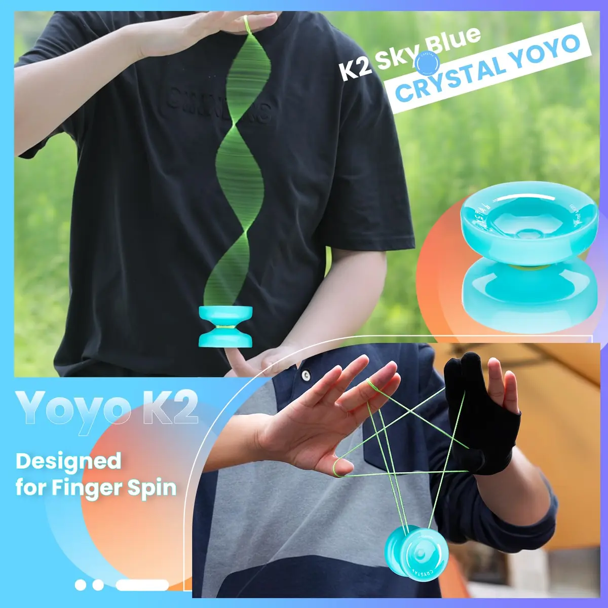 MAGICYOYO K2 Responsive Yoyo for Kids, Professional Yoyo for Beginner, Sky Blue (63.3g / 2.23 oz) - view 3