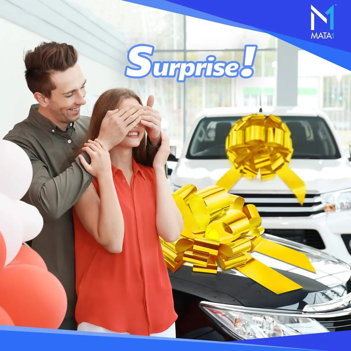 Mata1 Big Car Bow (Yellow, 23 inch) Giant Gift Bows | All-Weather Large Car Ribbon for Celebrations - view 3