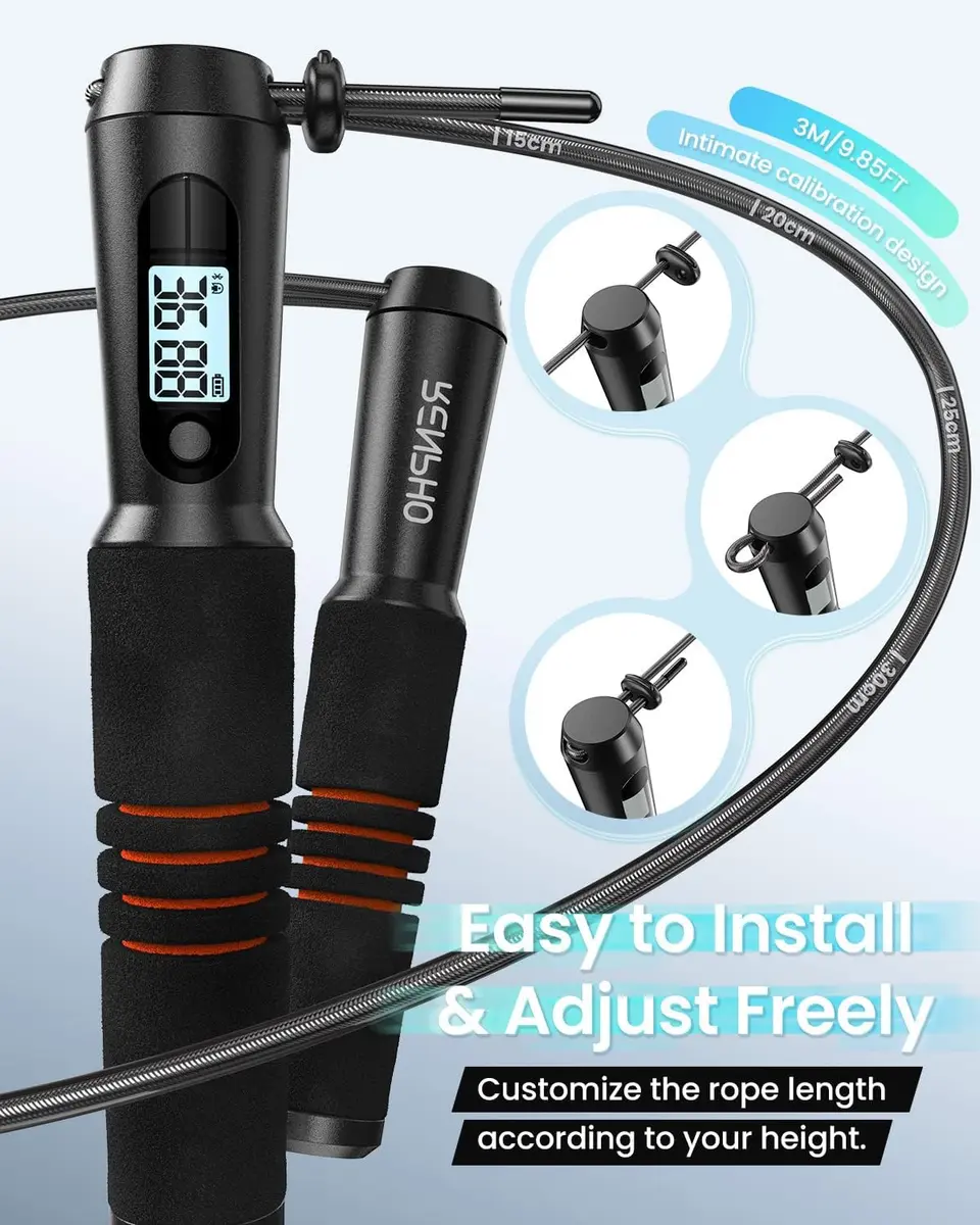 RENPHO Smart Jump Rope with Counter | App Data Tracking, LCD Display, Adjustable Length - view 5