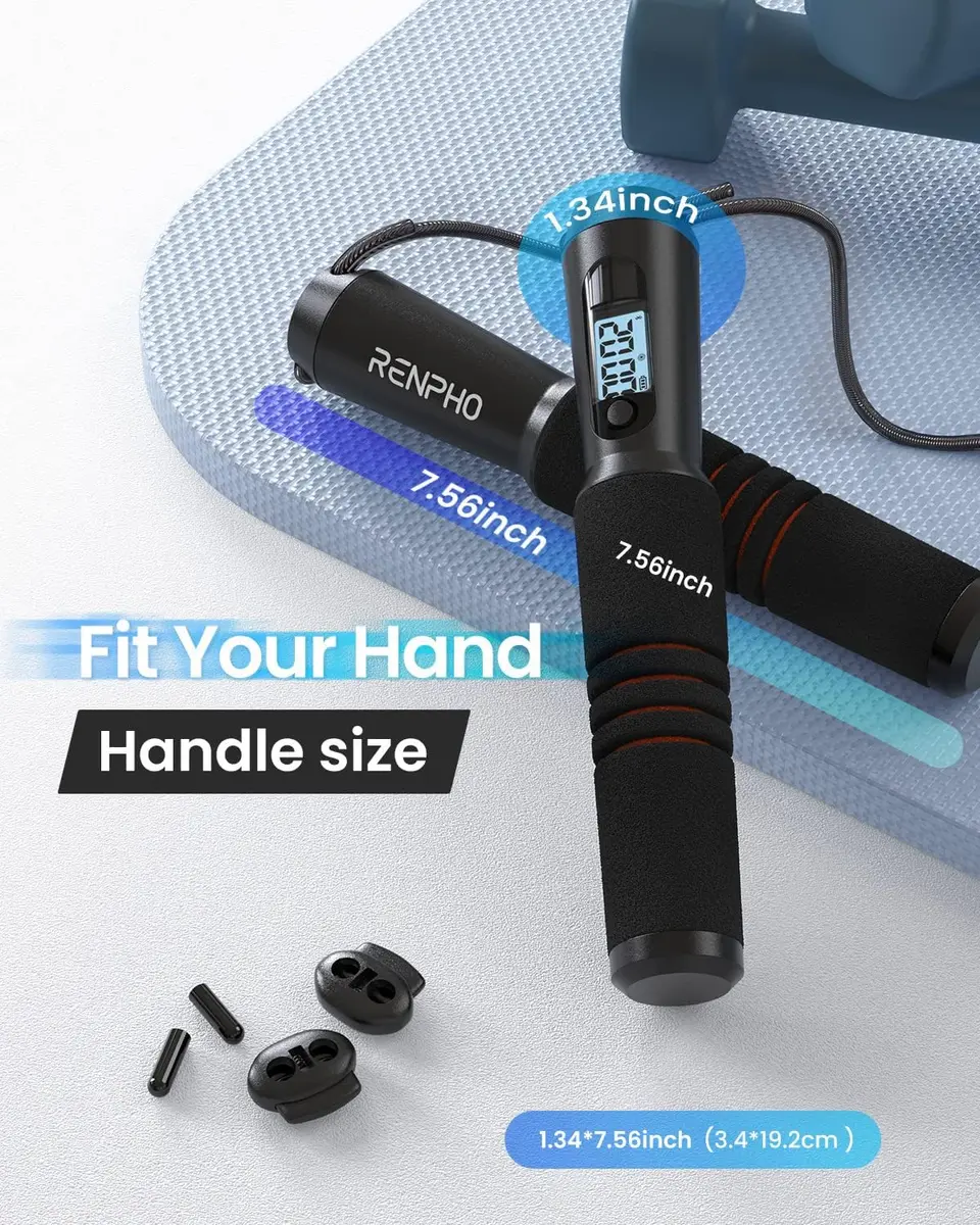 RENPHO Smart Jump Rope with Counter | App Data Tracking, LCD Display, Adjustable Length - view 7