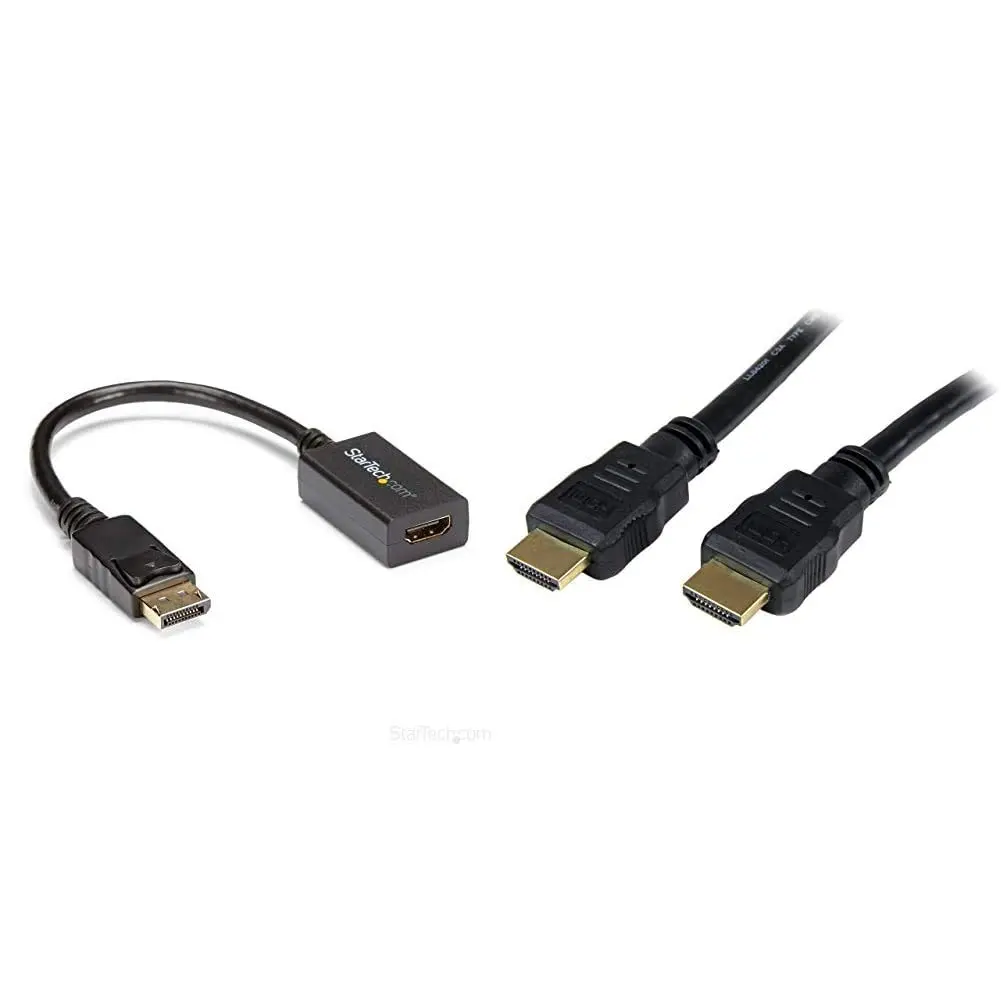 StarTech.com DisplayPort to HDMI Adapter Converter with 2x 2m 4K High Speed HDMI Cables | Latching DP Connector, 1920x1200 Resolution - main product image