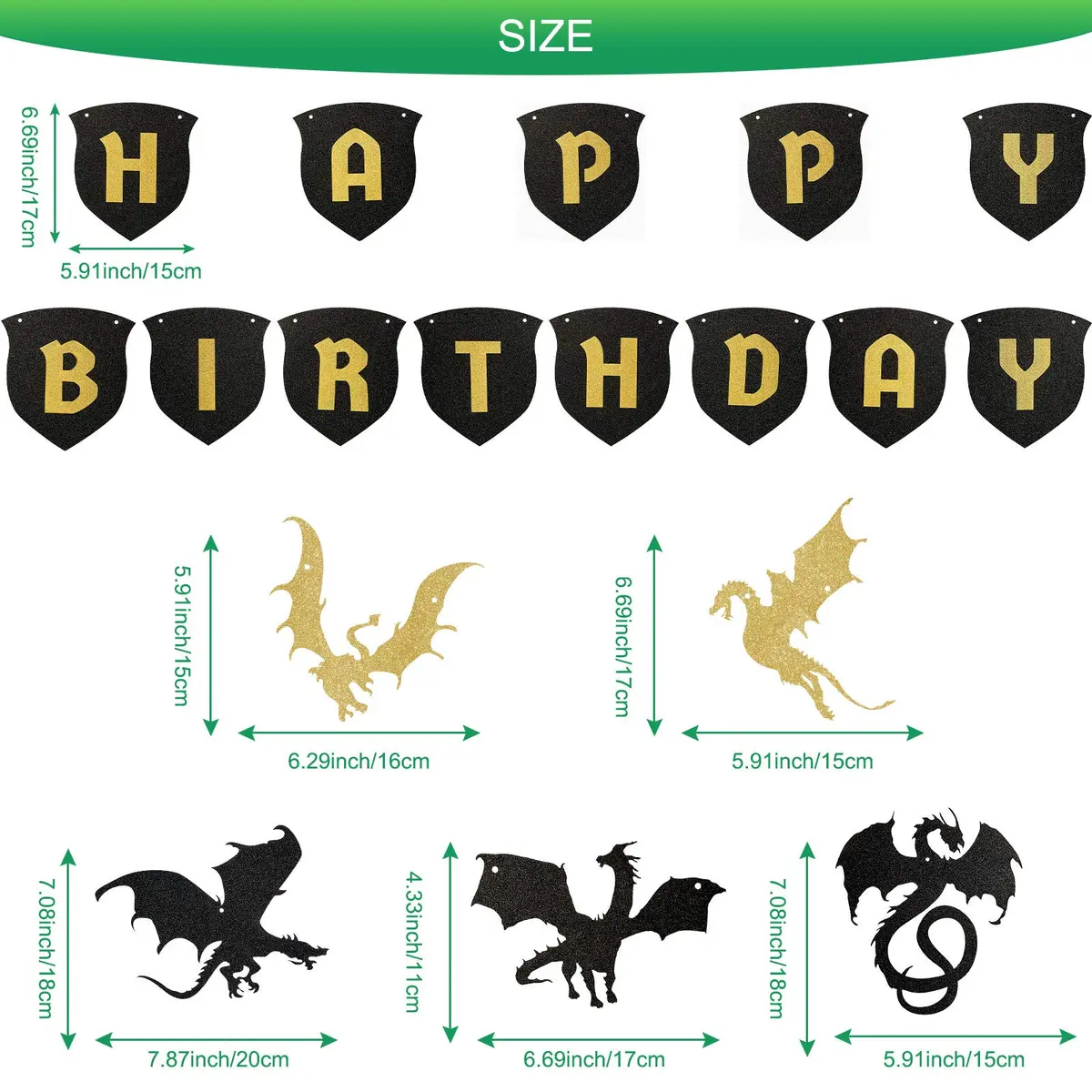 Sumind Dragon Birthday Party Supplies Decorations Set | 33 Pieces Assorted Colors - view 2