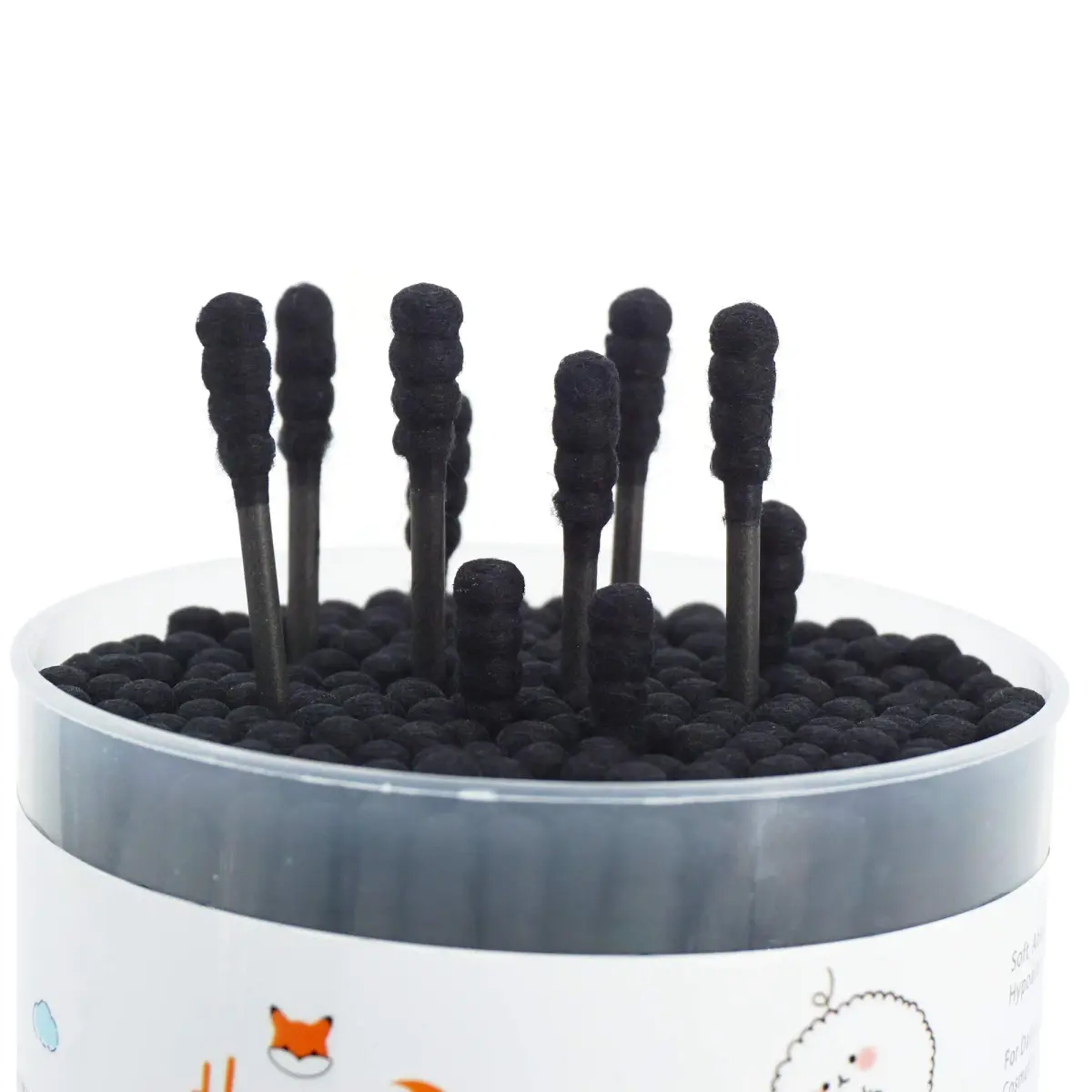 HOMEFOX Black Cotton Swabs Spiral - 200 Count Organic Cotton Buds with Paper Stick | Charcoal Activated Carbon - view 3