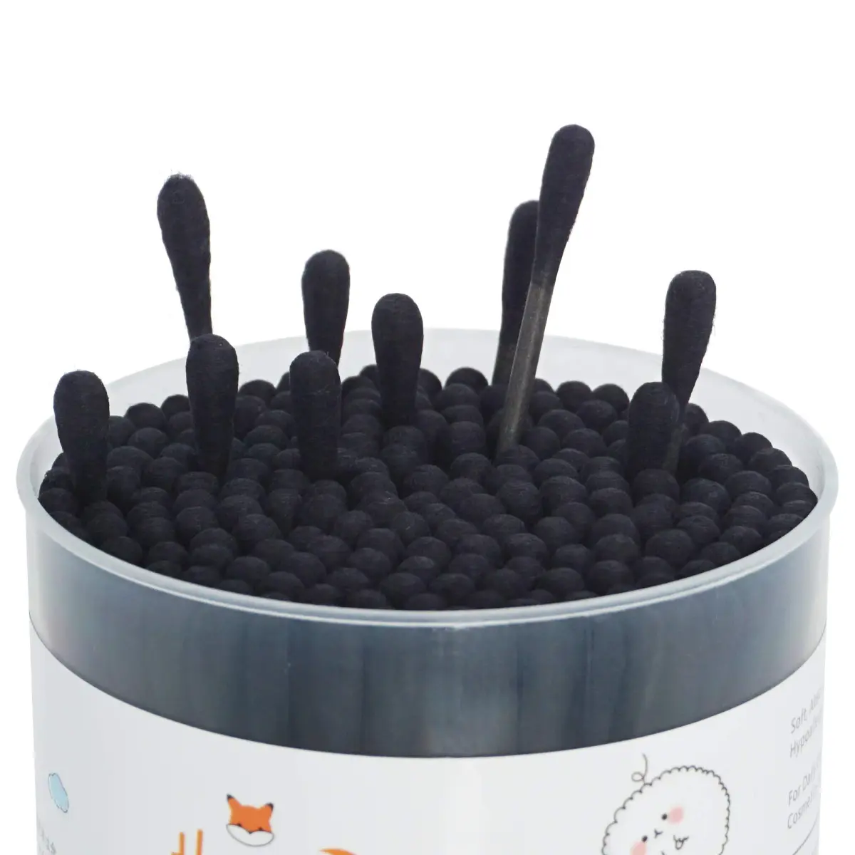 HOMEFOX Black Cotton Swabs Spiral - 200 Count Organic Cotton Buds with Paper Stick | Charcoal Activated Carbon - view 4