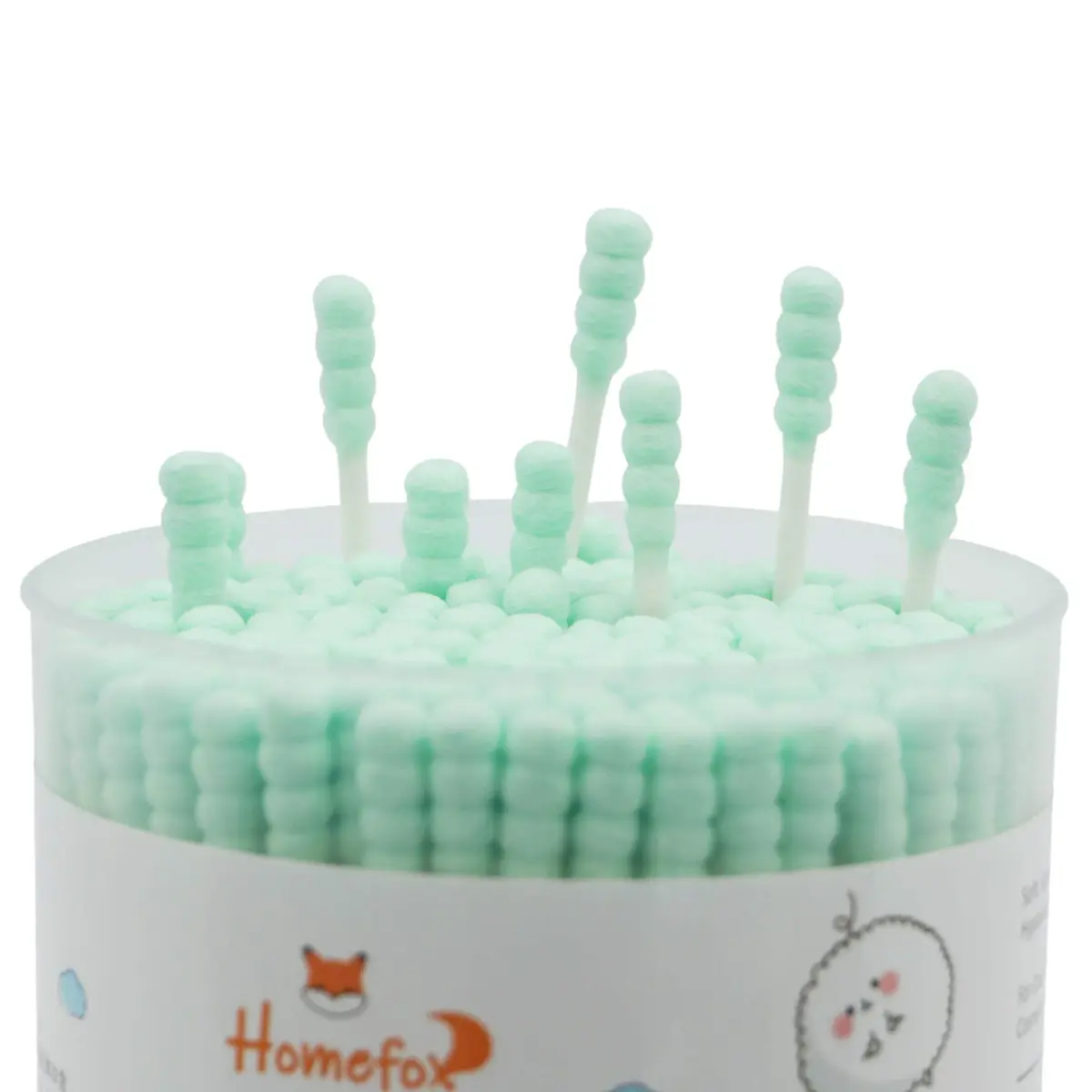 HOMEFOX Green Cotton Swabs Spiral - 200 Count | Organic Cotton Buds with Paper Stick - view 4