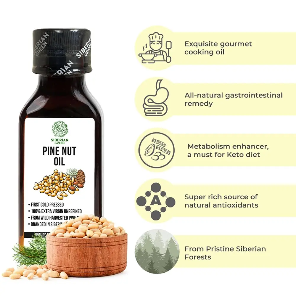 Siberian Green Pine Nut Oil 100ml | Cold Pressed, Raw, Vegan, No-GMO, Siberian Origin - view 8