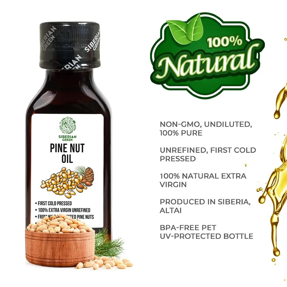 Siberian Green Pine Nut Oil 100ml | Cold Pressed, Raw, Vegan, No-GMO, Siberian Origin - view 9