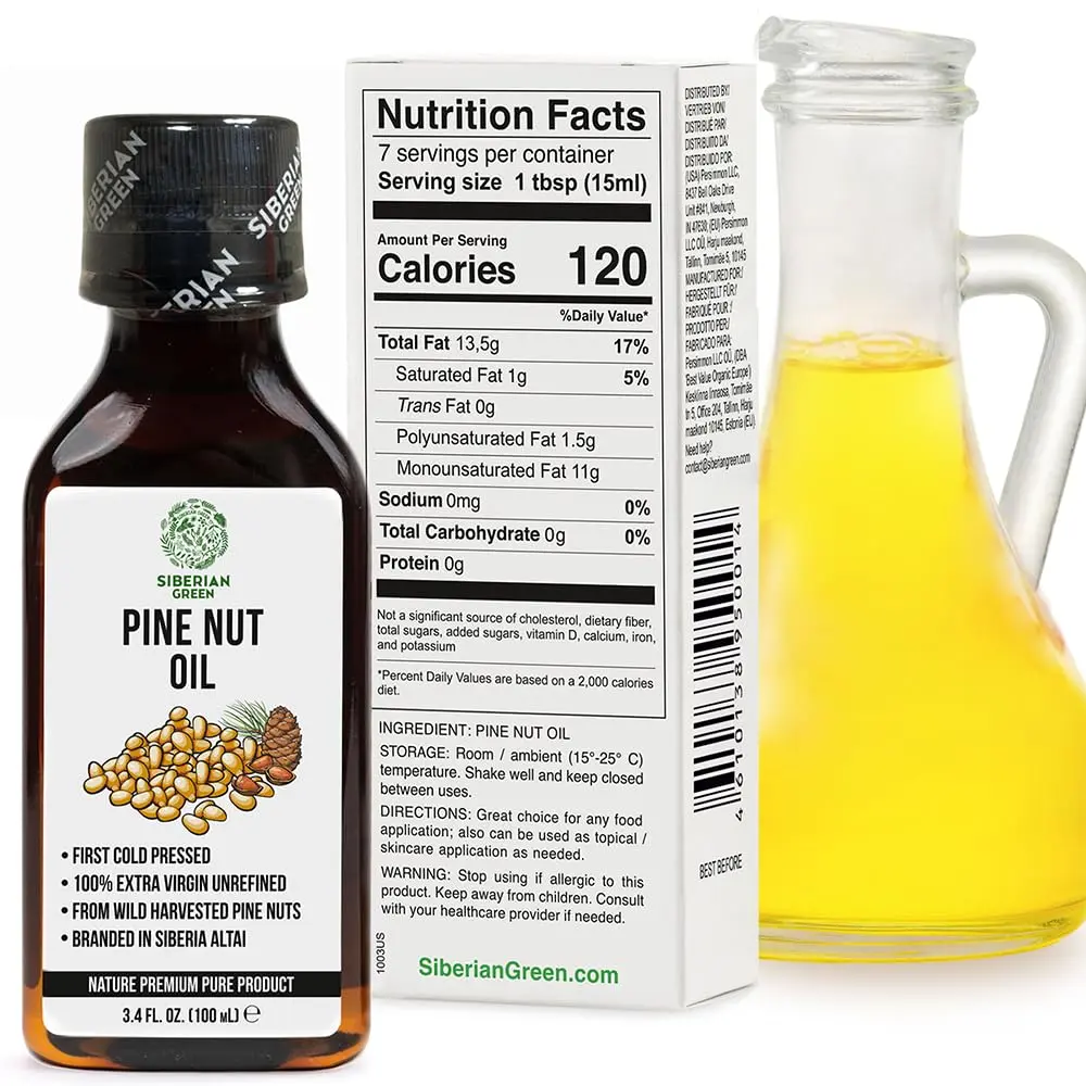 Siberian Green Pine Nut Oil 100ml | Cold Pressed, Raw, Vegan, No-GMO, Siberian Origin - view 4