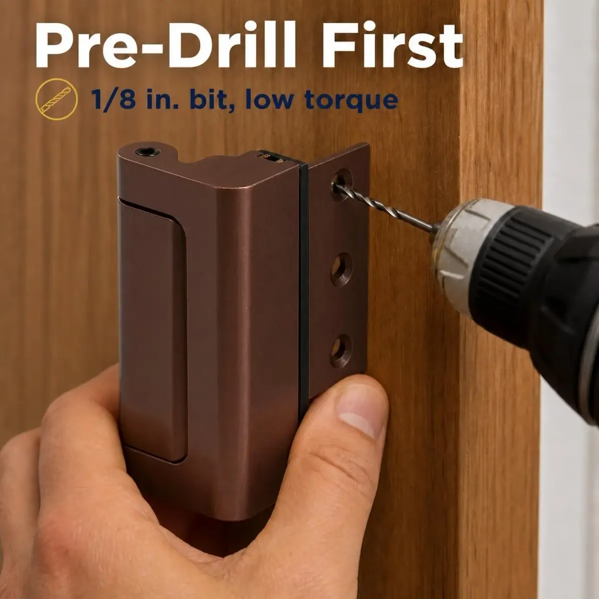 PRIME-LINE U 11441 Door Reinforcement Lock - 3 inch Stop, Aluminum Construction, Red Bronze (Single Pack) - view 7