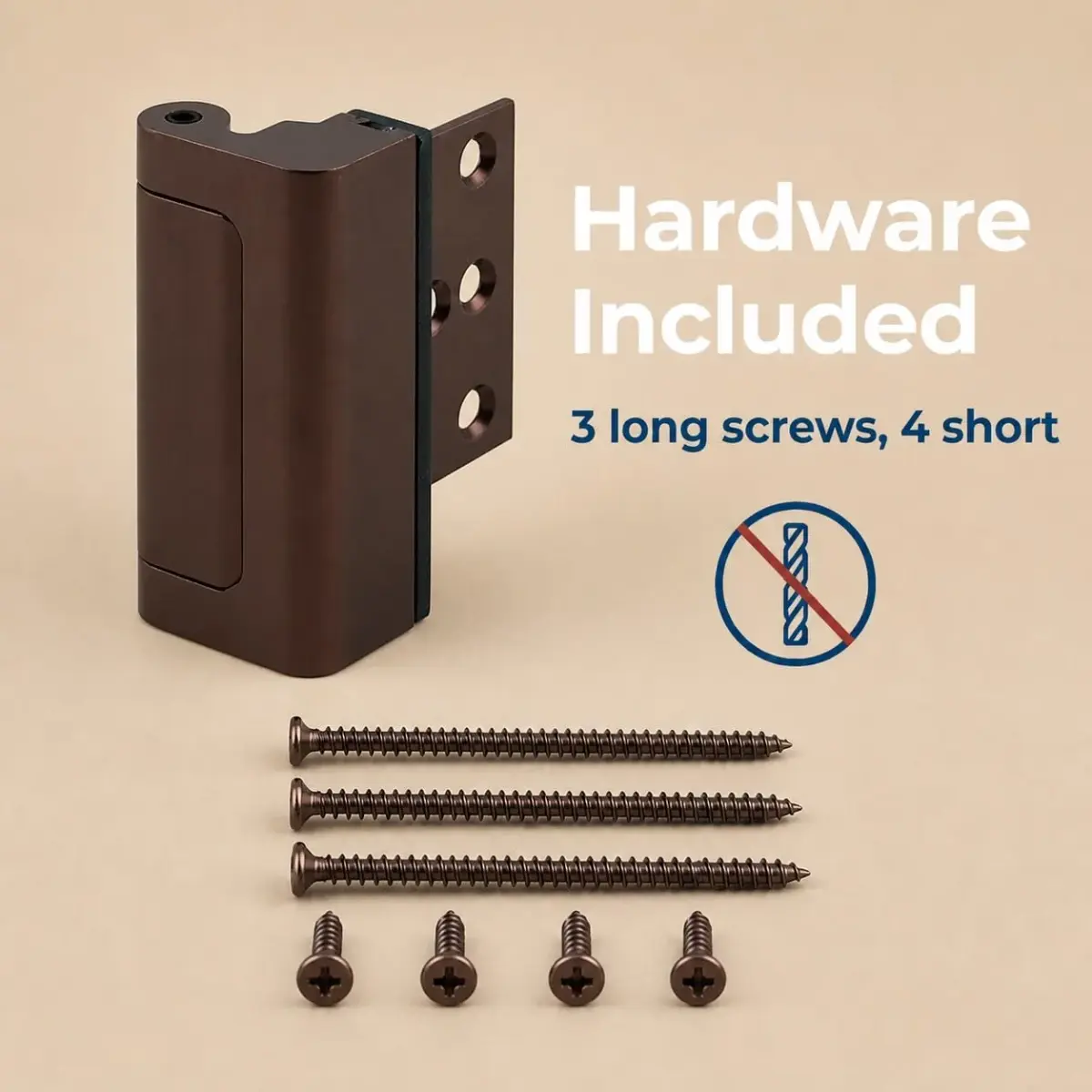 PRIME-LINE U 11441 Door Reinforcement Lock - 3 inch Stop, Aluminum Construction, Red Bronze (Single Pack) - view 8
