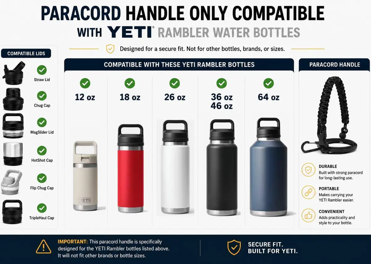 One MissionX Paracord Handle for Yeti Rambler 36oz | Secure Heavy Bottle Carrier - view 6