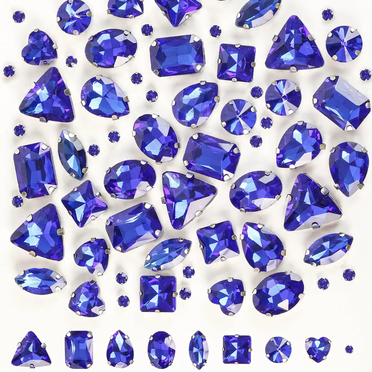 Jyukan Sew on Rhinestones 180pcs Blue Mix Shapes | Craft Gems for DIY Crafts & Fashion - main product image