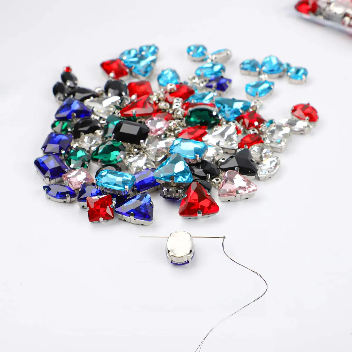Jyukan Sew on Rhinestones 180pcs Blue Mix Shapes | Craft Gems for DIY Crafts & Fashion - view 8