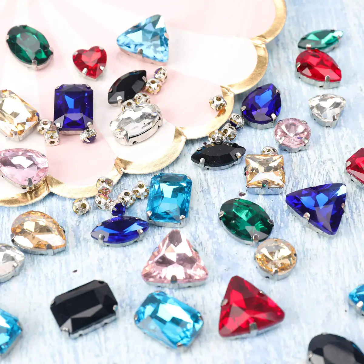 Jyukan Sew on Rhinestones 180pcs Blue Mix Shapes | Craft Gems for DIY Crafts & Fashion - view 9