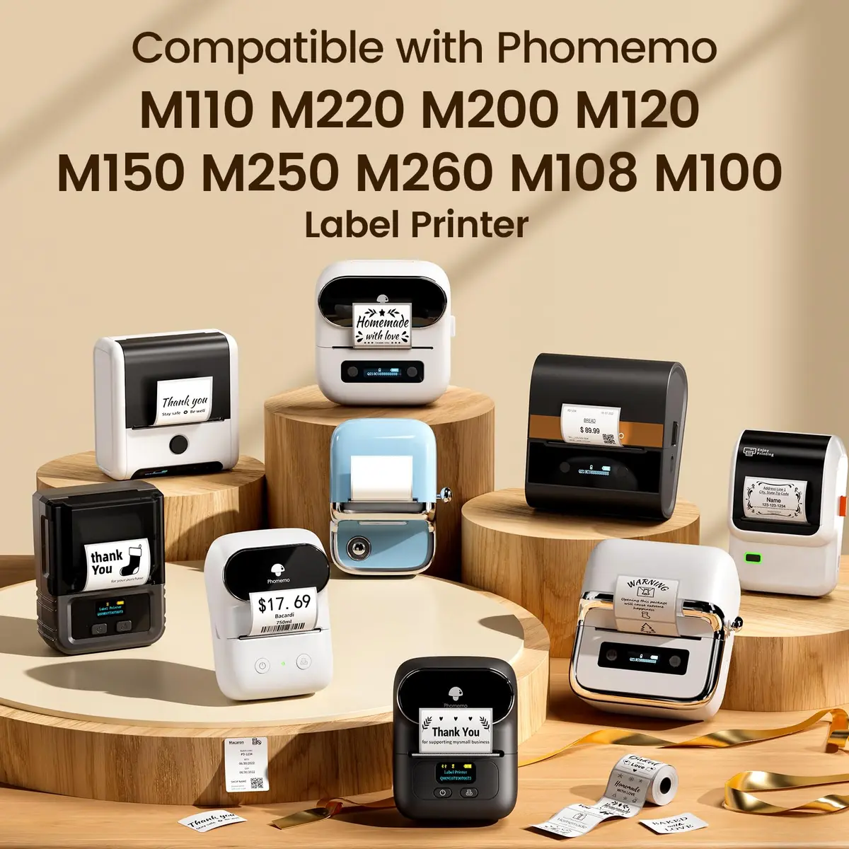 Phomemo M110 Thermal Labels 40x30mm (1.57"x1.18") 690 Pcs | Black on White Direct Thermal Paper - view 6