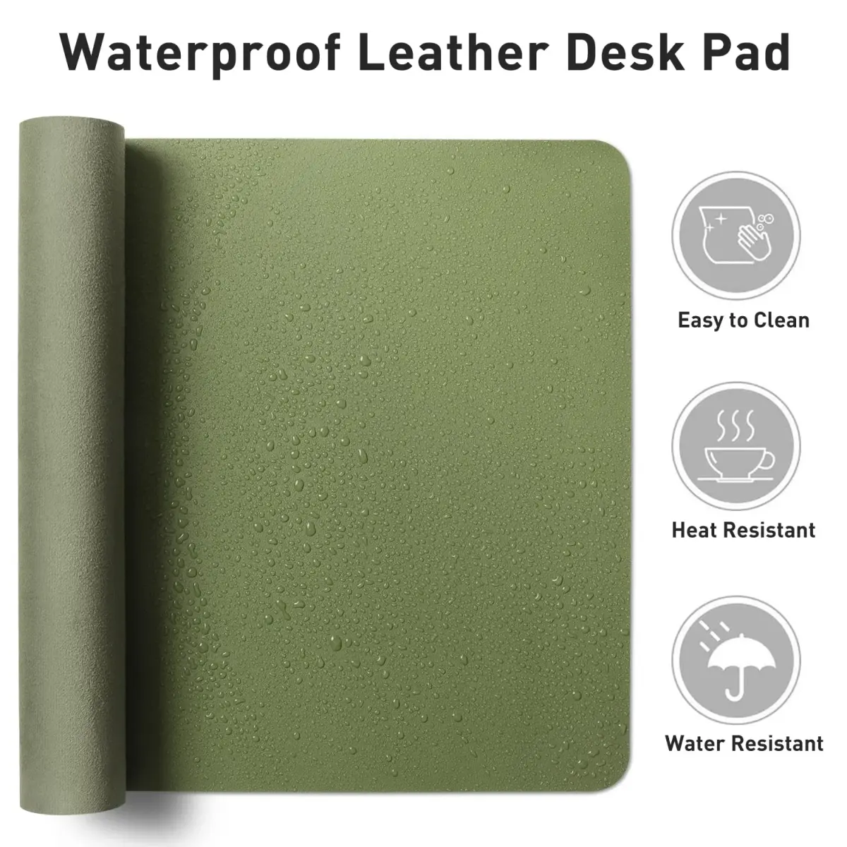 Aothia Olive Green Leather Desk Pad Protector, 36" x 17" | Protects Your Desk from Scratches, Stains, and Spills - view 6