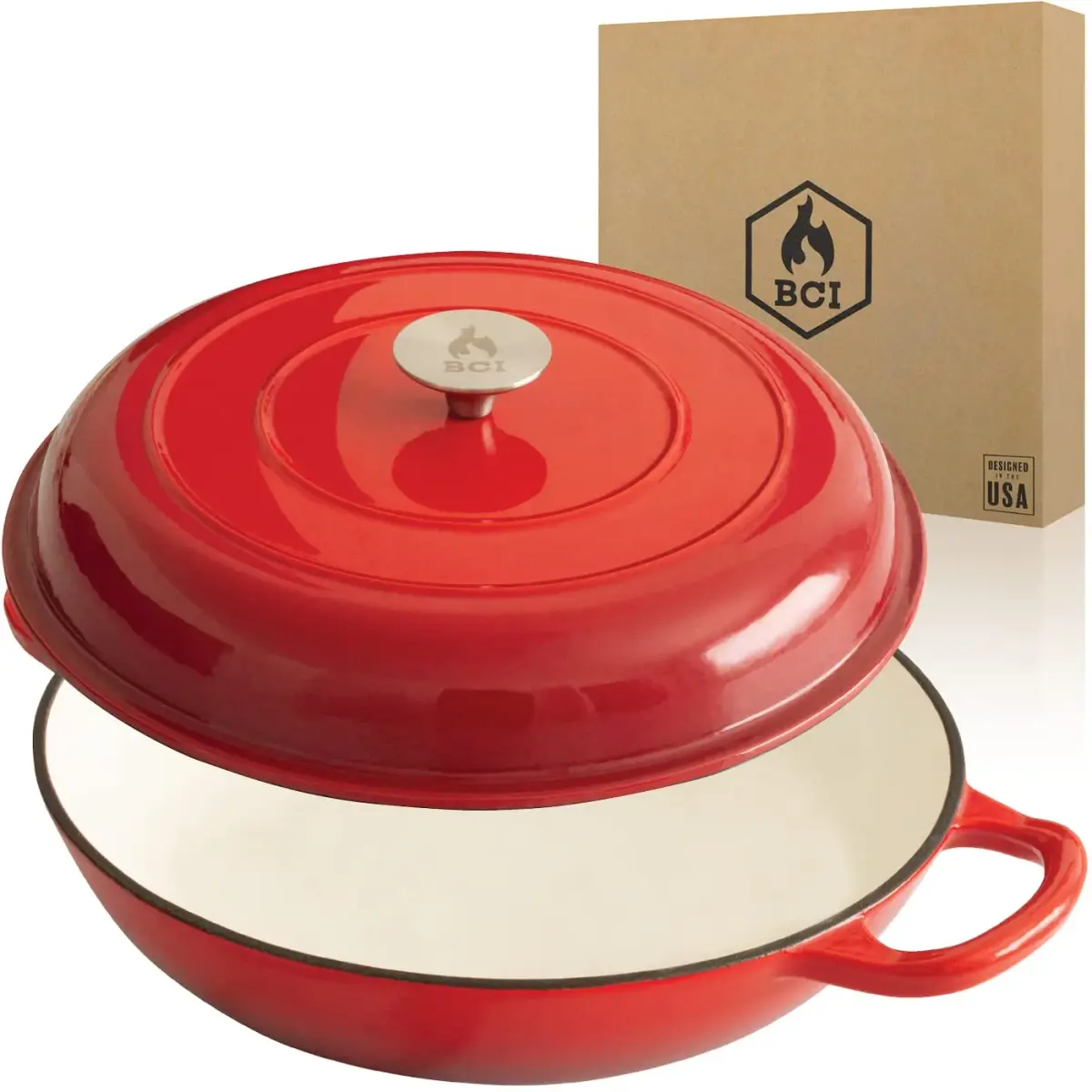 Backcountry Iron Enameled Cast Iron Braiser 3.5 Quart (3.3L) with Lid | Even Heating & Superior Searing - main product image