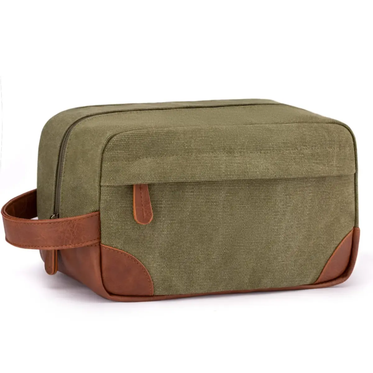 Vorspack Canvas Travel Toiletry Bag for Men, Medium, Green 25.4cm x 12.7cm x 13.97cm (10" x 5" x 5.5") | Water-Resistant Hanging Organizer - main product image