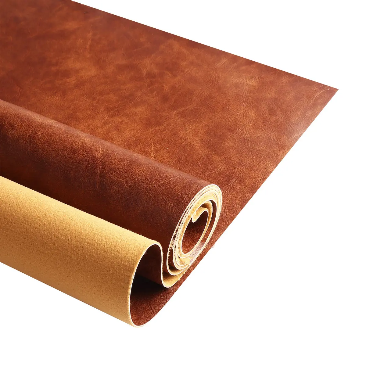 DAFUN Premium Faux Leather Upholstery Fabric 1.2mm Thickness, Brown Pre-Cut 36"x54" | Waterproof Distressed Bark Texture - main product image