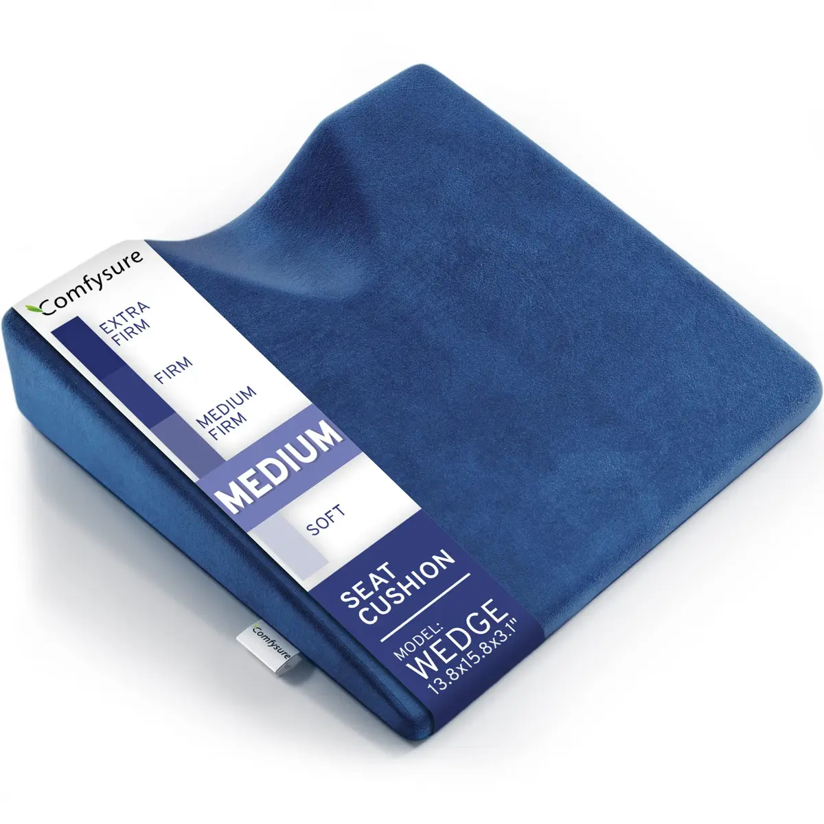 ComfySure Wedge Pillow for Office Chair & Car Seat - Medium Firm Memory Foam Seat Pad | Orthopedic Tailbone & Hip Pain Relief - main product image