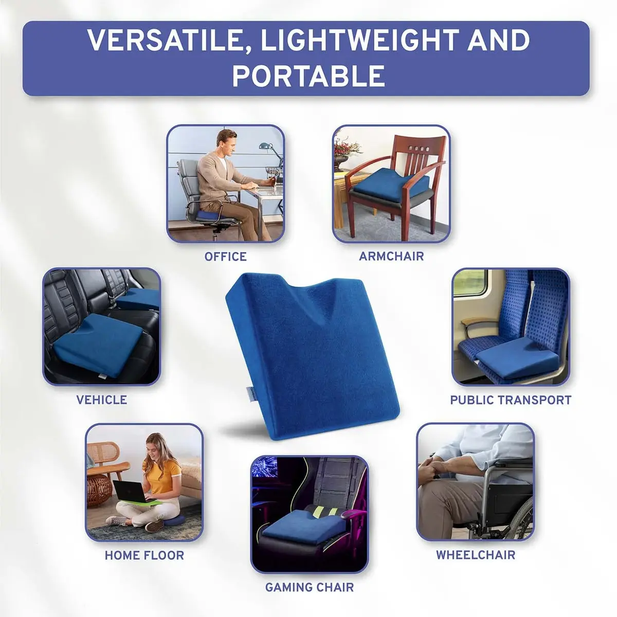 ComfySure Wedge Pillow for Office Chair & Car Seat - Medium Firm Memory Foam Seat Pad | Orthopedic Tailbone & Hip Pain Relief - view 5