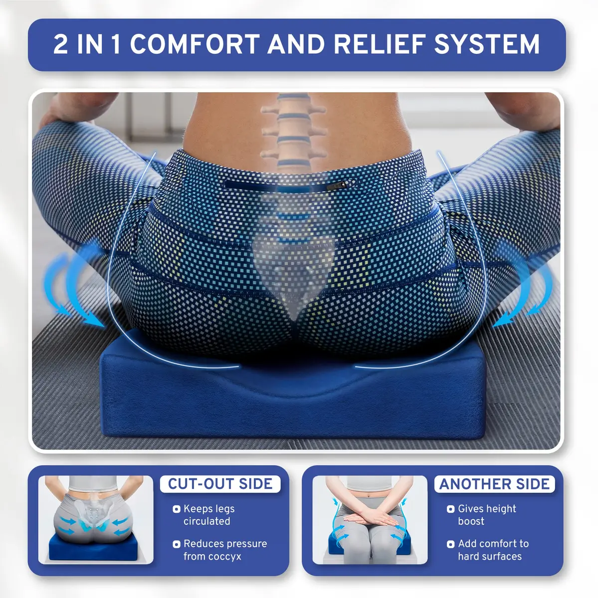 ComfySure Wedge Pillow for Office Chair & Car Seat - Medium Firm Memory Foam Seat Pad | Orthopedic Tailbone & Hip Pain Relief - view 2