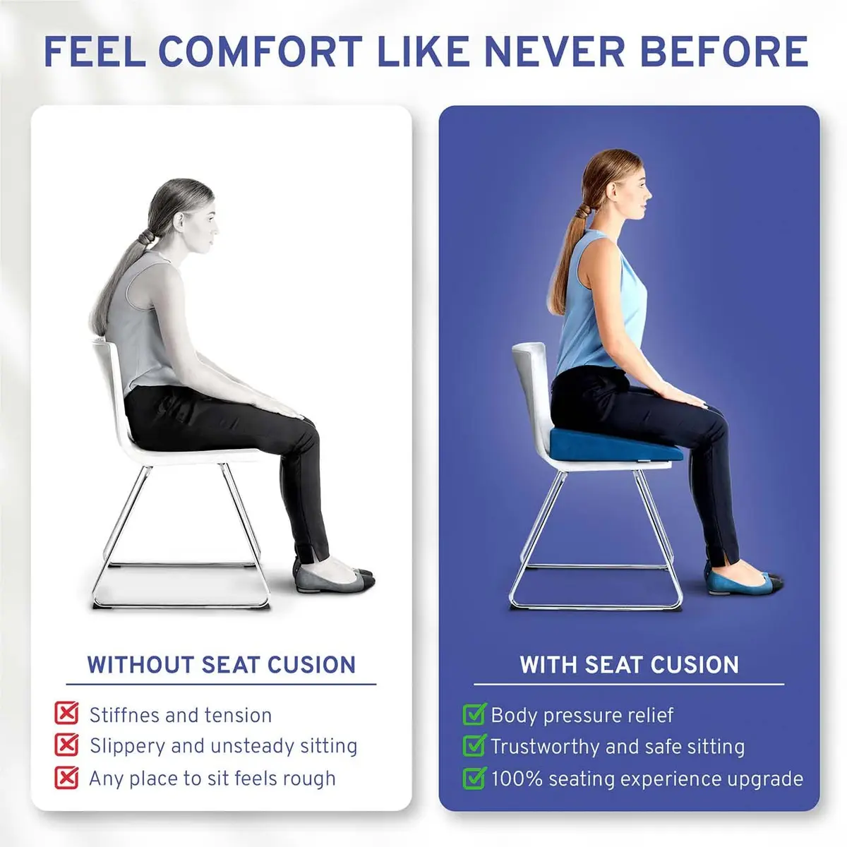 ComfySure Wedge Pillow for Office Chair & Car Seat - Medium Firm Memory Foam Seat Pad | Orthopedic Tailbone & Hip Pain Relief - view 4