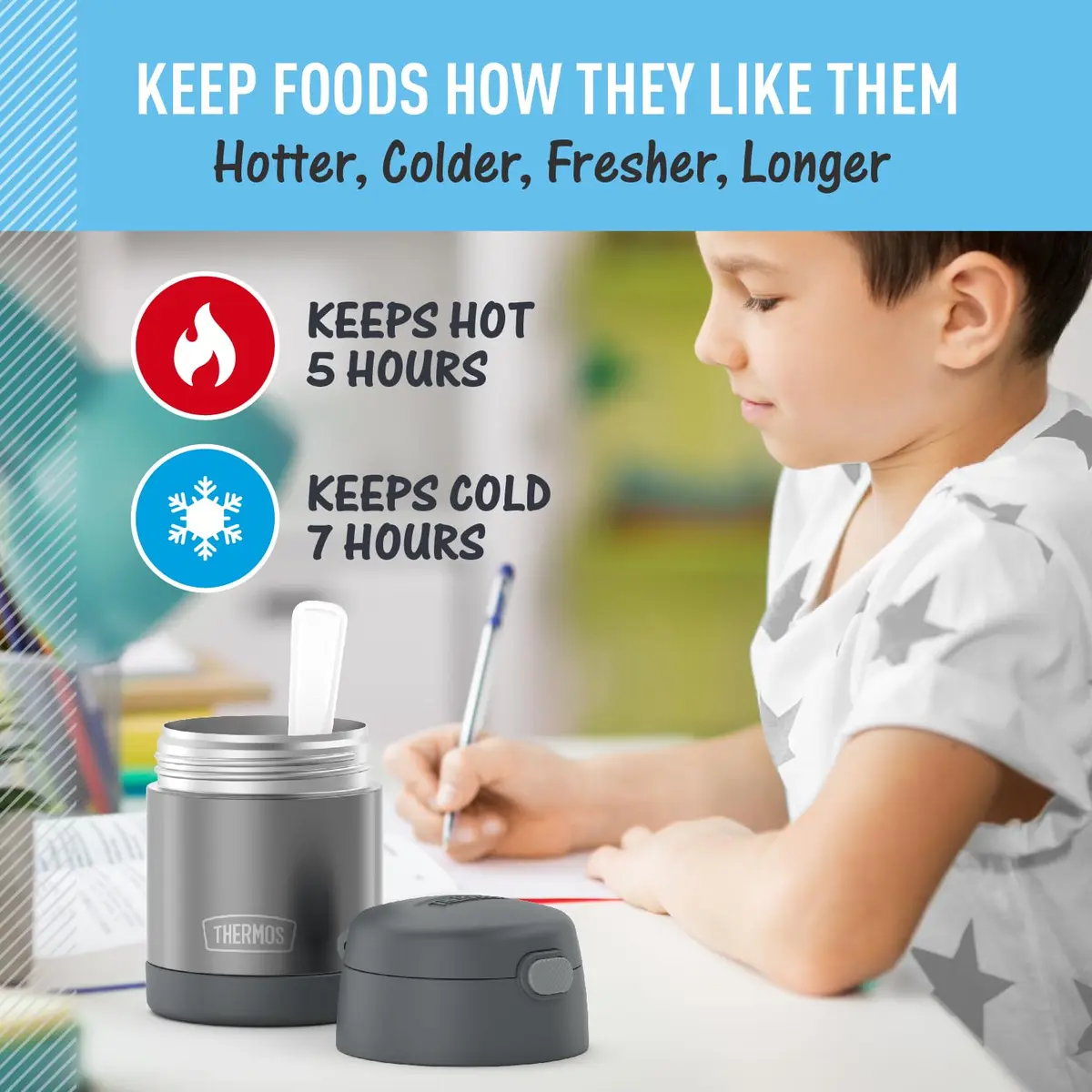 THERMOS Kids Food Jar with Spoon 10oz | Keeps Food Hot or Cold for School & Snacks - view 5