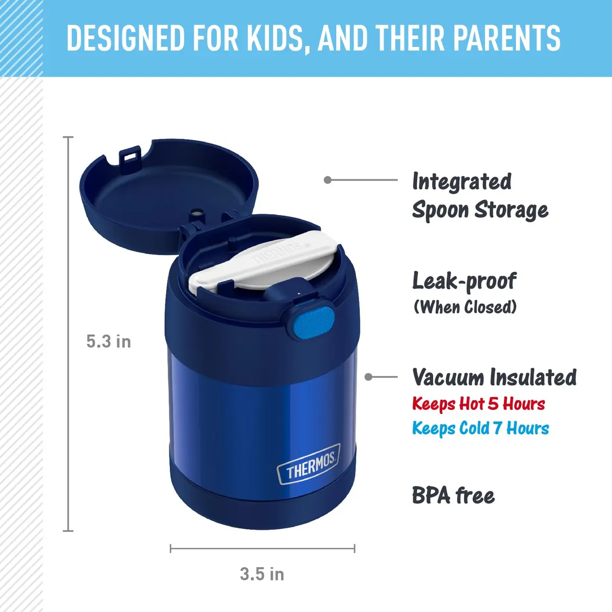 THERMOS Kids Food Jar with Spoon 10oz | Keeps Food Hot or Cold for School & Snacks - view 2