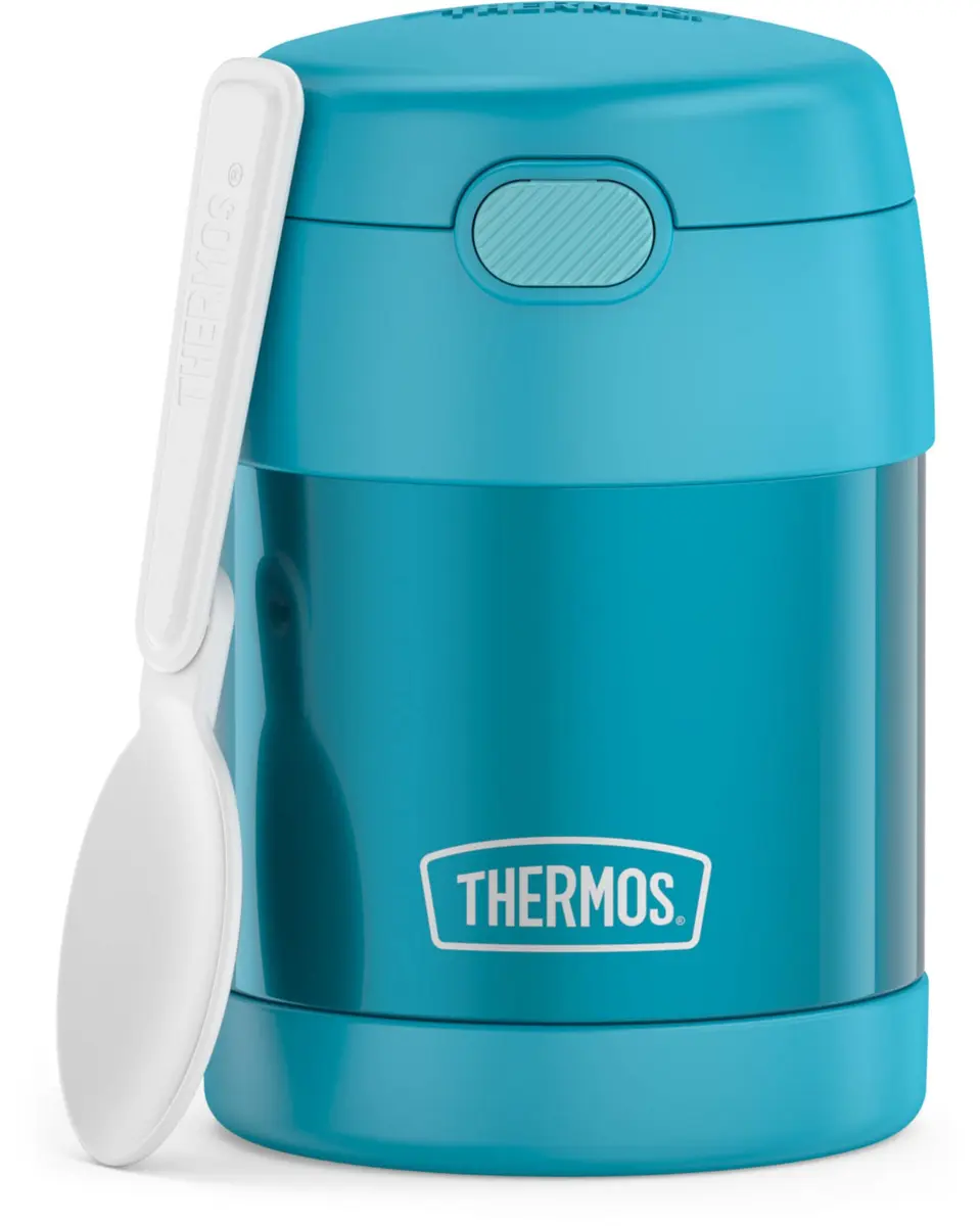 THERMOS Kids Food Jar with Spoon 10oz Teal | Keeps Food Hot or Cold for School & Play - main product image