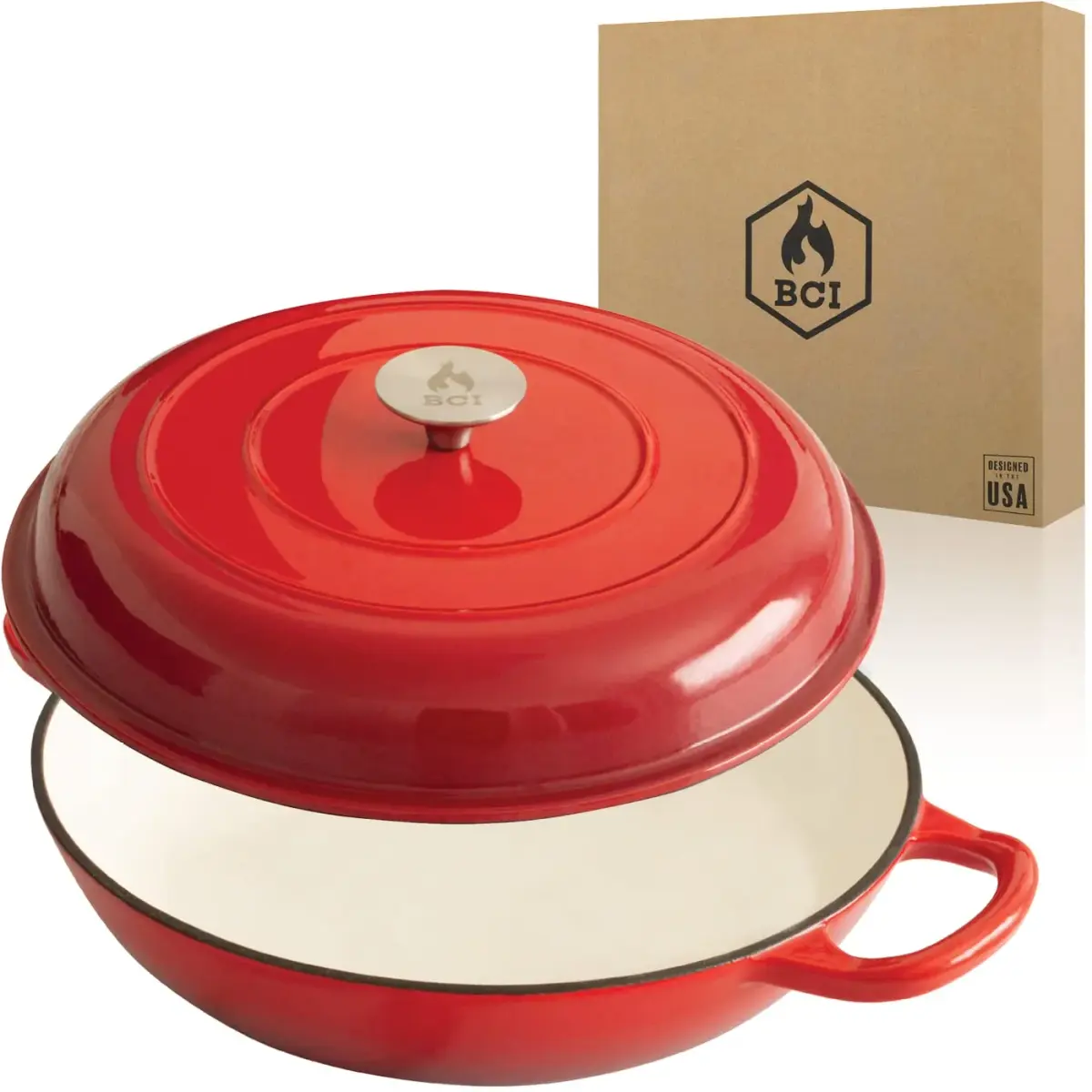 Backcountry Iron Enameled 2.25 Quart Braiser with Lid | 2.25 qt (2.1 L) Desert Ruby Red - main product image