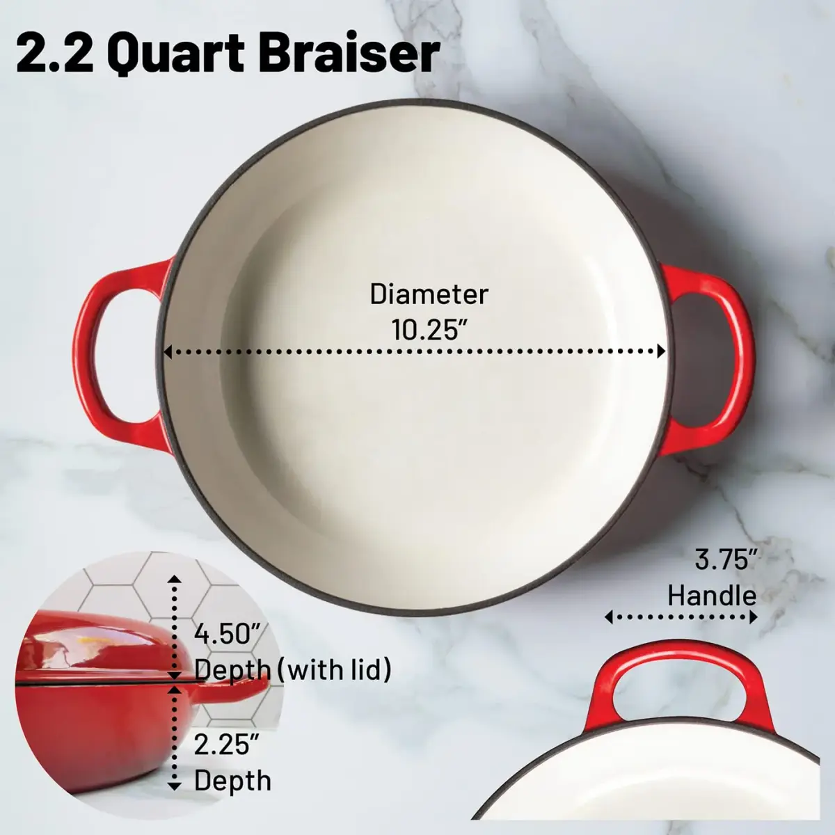 Backcountry Iron Enameled 2.25 Quart Braiser with Lid | 2.25 qt (2.1 L) Desert Ruby Red - view 2