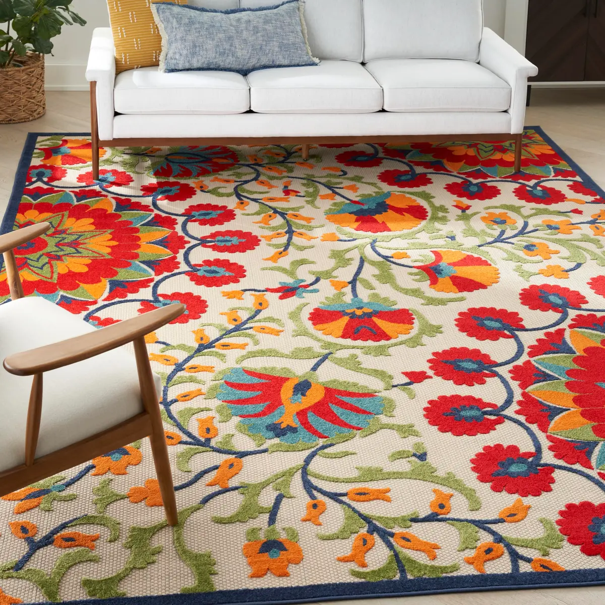 Nourison Rug Aloha Red Multicolor 9' x 12' | Easy Clean, Non Shedding, Outdoor & Indoor Use - view 5