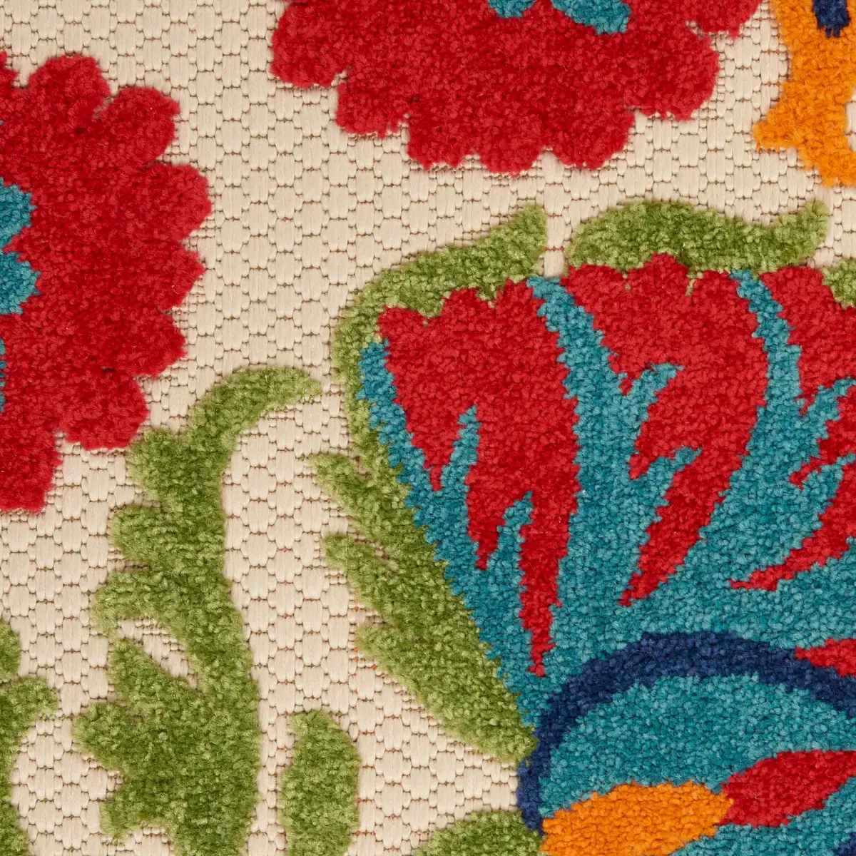 Nourison Rug Aloha Red Multicolor 9' x 12' | Easy Clean, Non Shedding, Outdoor & Indoor Use - view 8