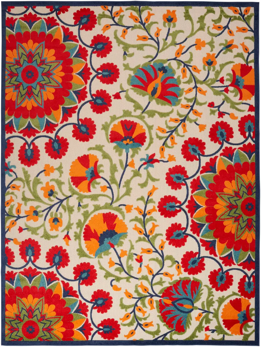 Nourison Rug Aloha Red Multicolor 9' x 12' | Easy Clean, Non Shedding, Outdoor & Indoor Use - view 4
