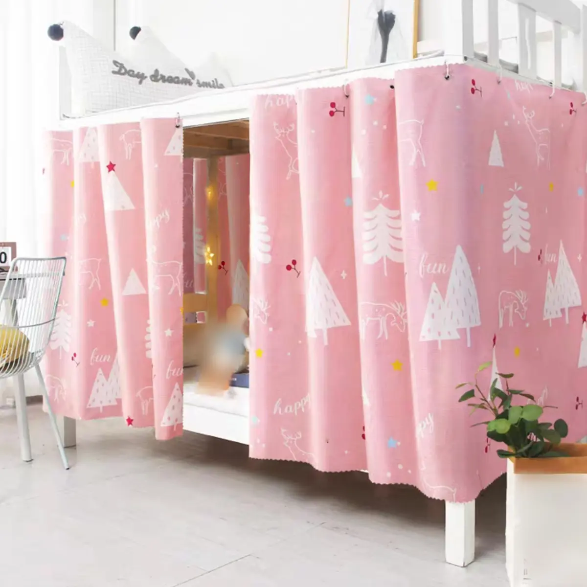 Hoce Bed Curtain Twin Bunk Bed Drapes 3 Panels | Privacy & Mosquito Blocker in India - main product image