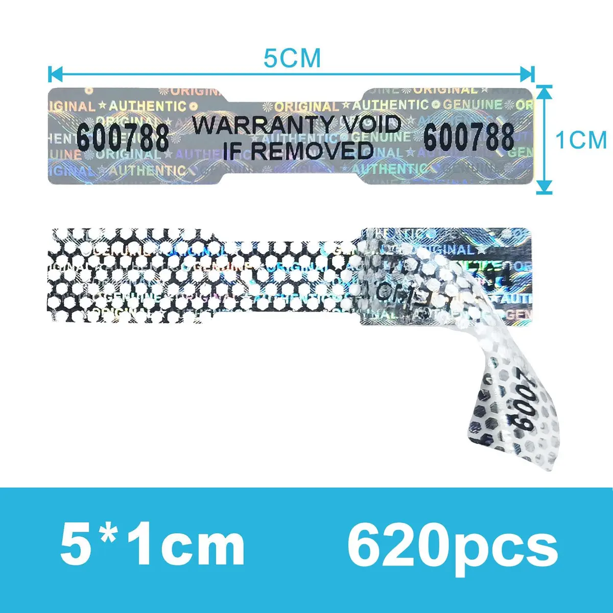 TLK&FBB Tamper Proof Hologram Stickers 620pcs (540 Labels) | High Security Tamper Evident Seal, Sequential Serial Numbering, Silver Honeycomb - view 2