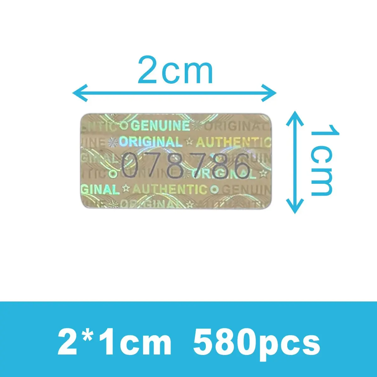 TLK&FBB Silver Tamper Evident Seal Warranty Void Labels 2cm x 1cm (0.787x0.39 inch) | 580 Pcs High Security Sequential Numbering - view 2
