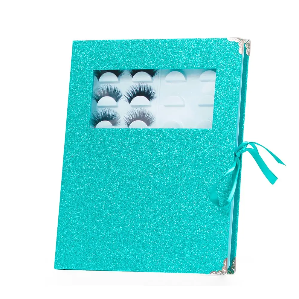 YiQiYi False Eyelash Organizer and Storage Case with Tweezer | Portable Lash Book, Pink/Green/Gold, 27×22×2 cm - view 4