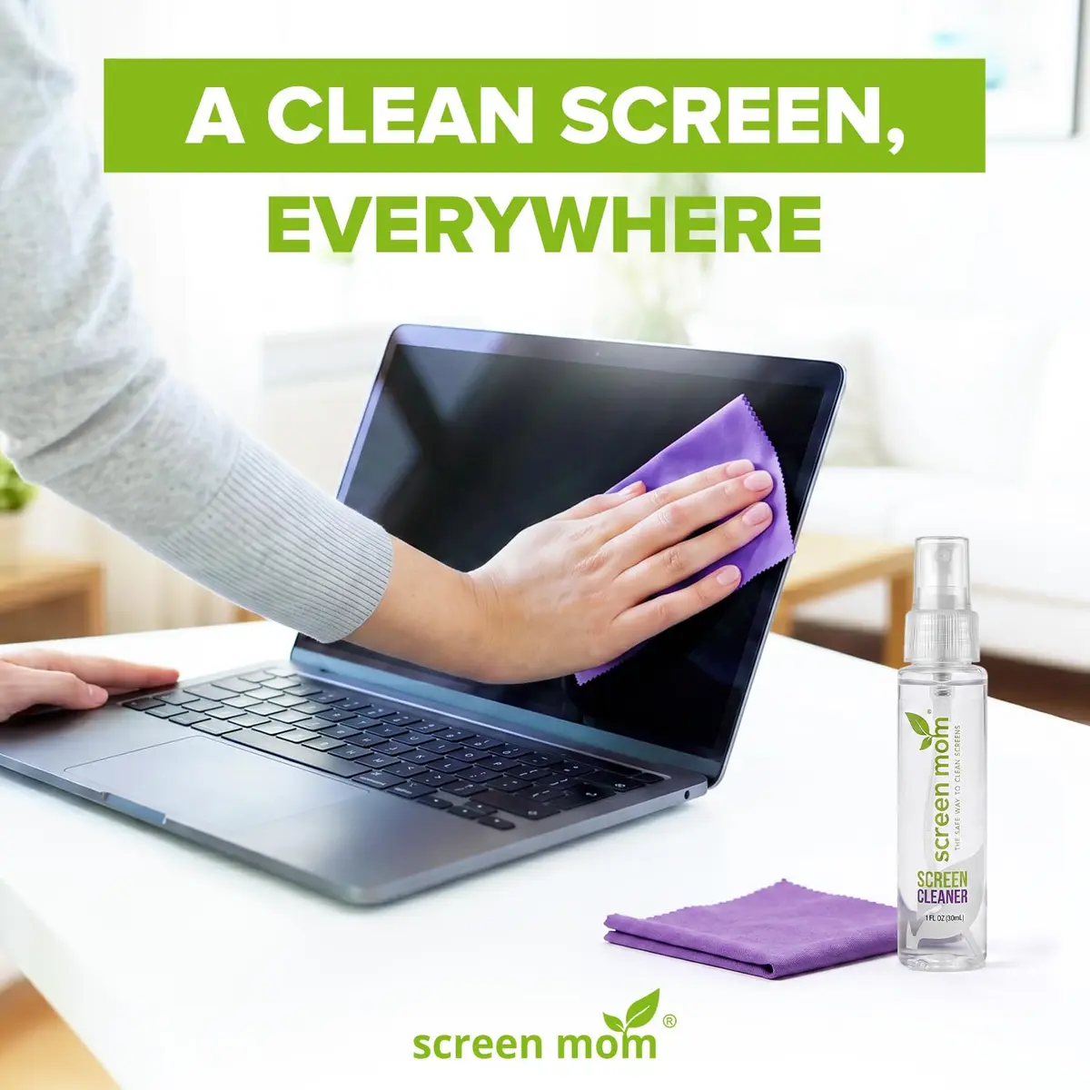 Screen Mom Screen Cleaner Spray 3 Pack-3x1oz for TV, Car, Laptop & Computer | Streak-Free, Alcohol-Free, Microfiber Cloths Included - view 6