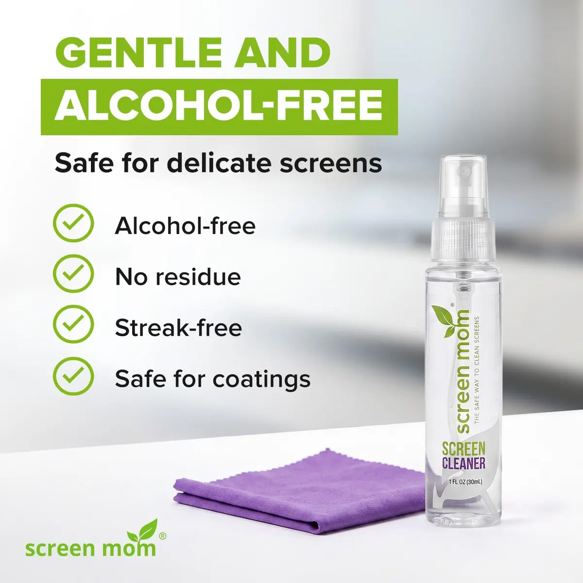 Screen Mom Screen Cleaner Spray 3 Pack-3x1oz for TV, Car, Laptop & Computer | Streak-Free, Alcohol-Free, Microfiber Cloths Included - view 4