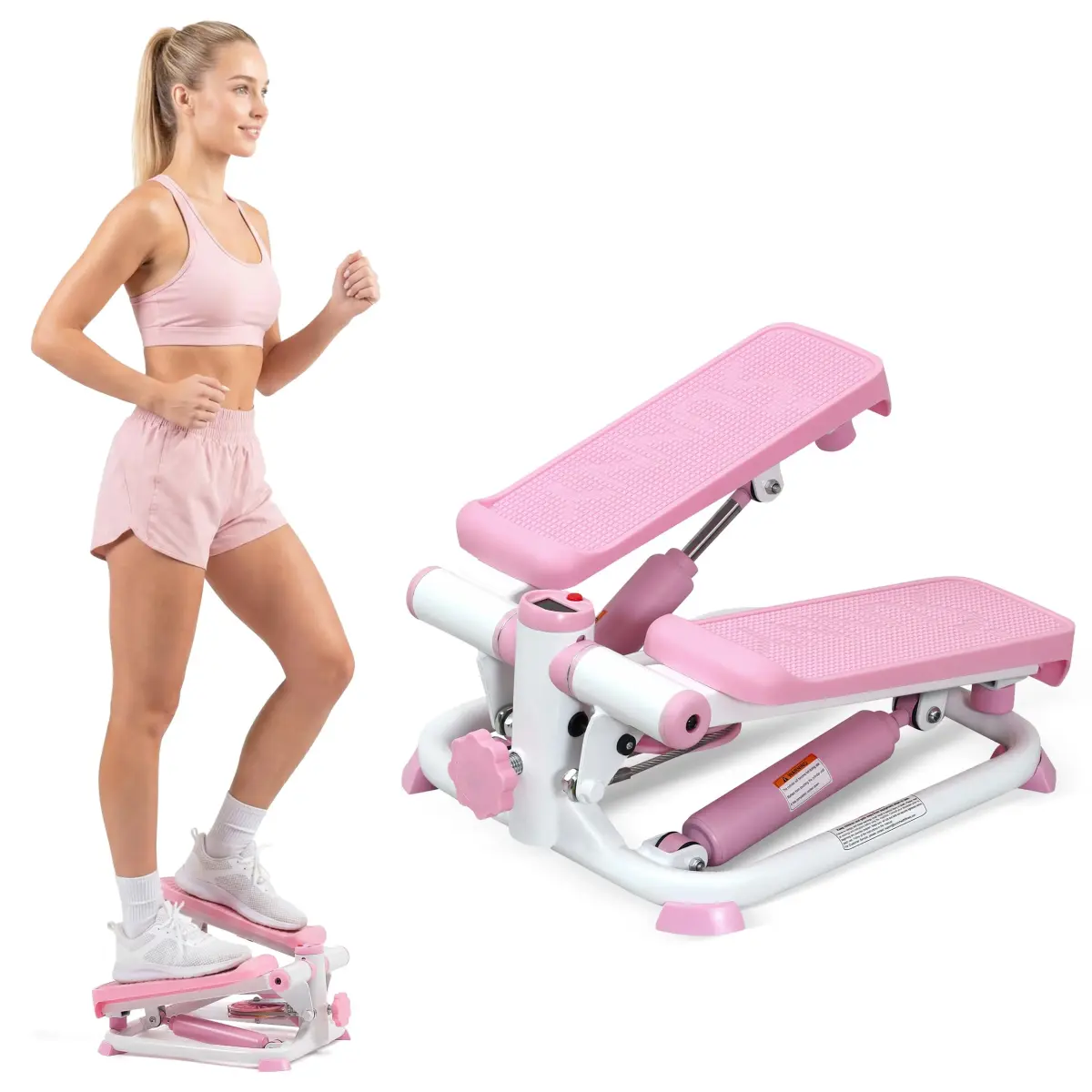 Sunny Health & Fitness Pink Mini Stepper w/Meter & Adjustable Step Height | 10.2 kg (22.5 lb) | Tones Lower Body & Core - main product image